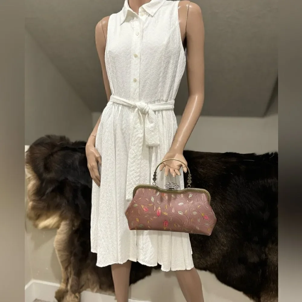 Handmade Vintage Style Genuine Embossed Cowhide Crown Shade Closure Satchel